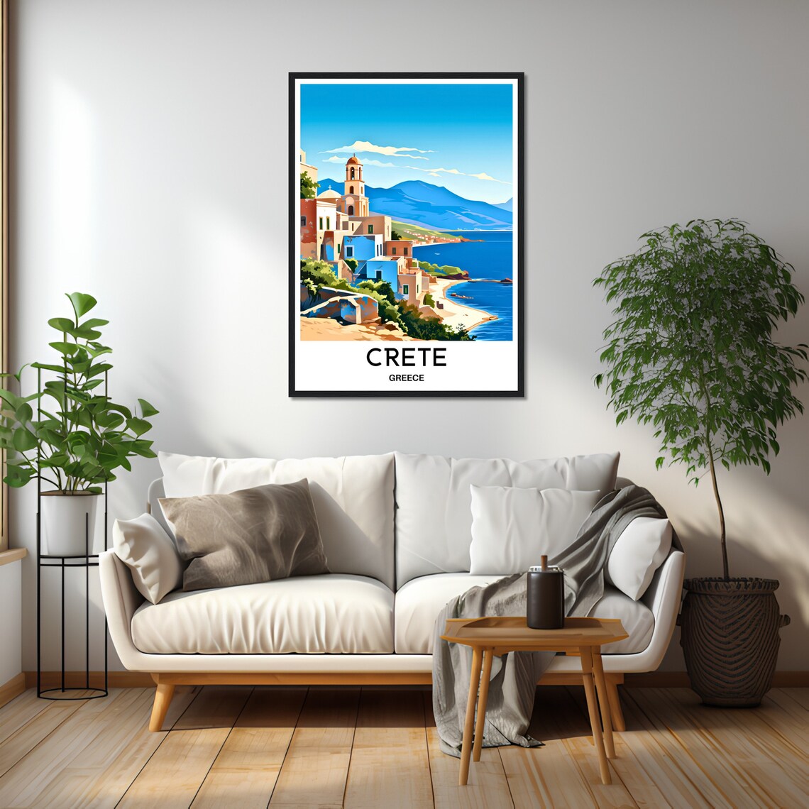 Crete Greece Seaside Village Church Blue Coast Travel Poster - Image 2
