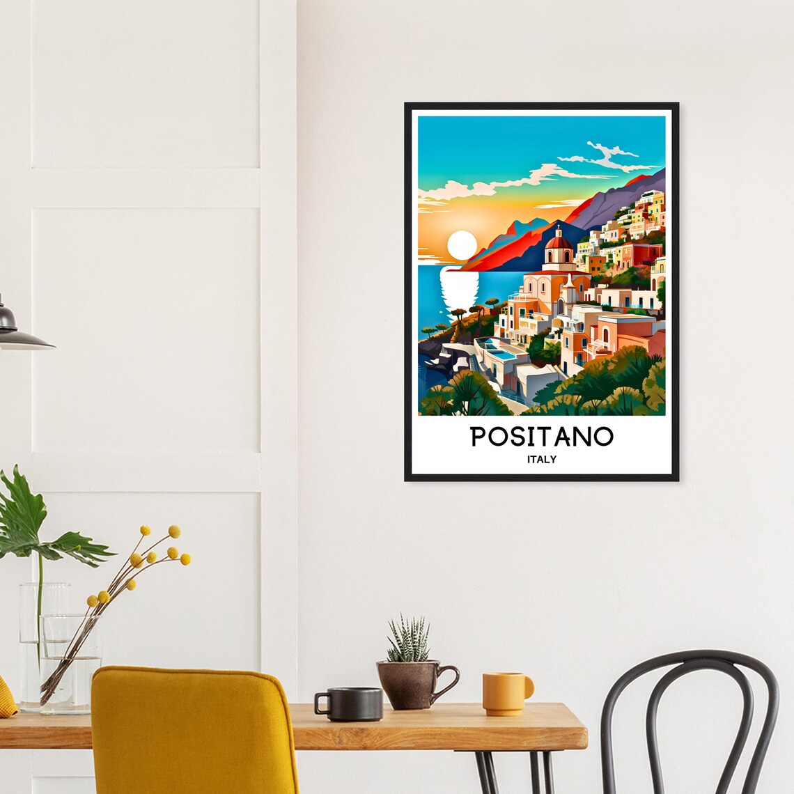 Positano Italy Cliffside Town Glowing at Sunset Travel Poster - Image 2