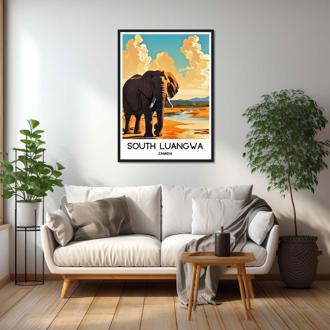 South Luangwa National Park Travel Print South Luangwa Poster Zambian Art Print Zambia Lover Gift Wall Hanging Illustration Home Decor - Image 2