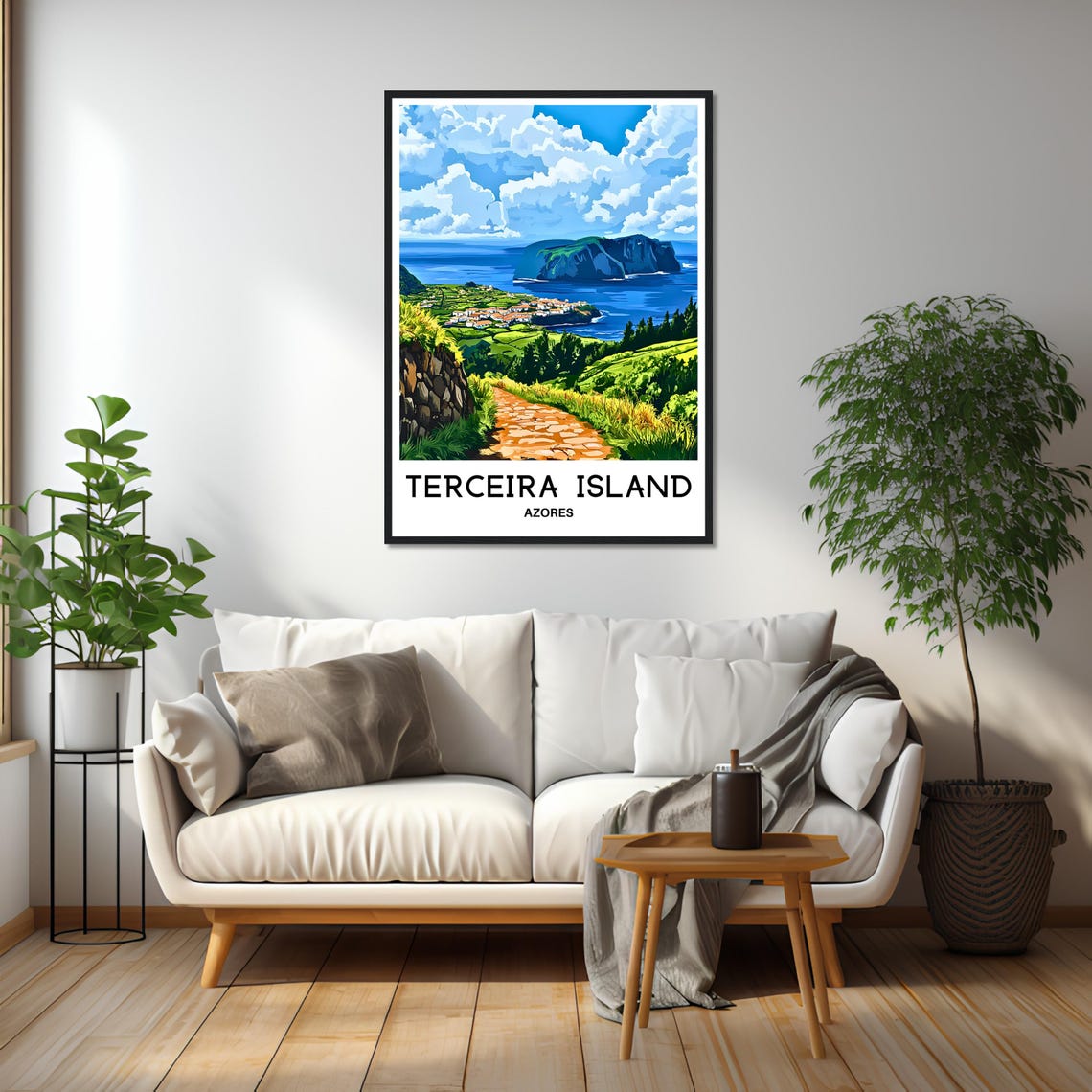 Terceira Island Travel Print Azores Poster Portuguese Art Print Portugal Lover Gift Wall Hanging Art Terceira Island Illustration - Image 2