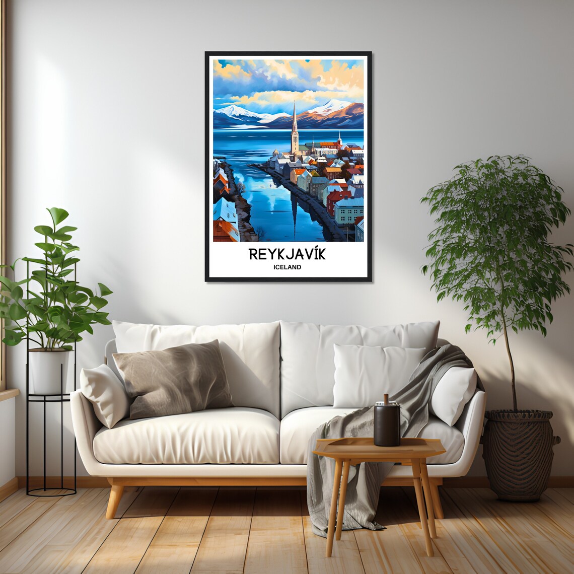 Reykjavik Iceland Old Town Church Spire Blue Harbour View Poster - Image 2