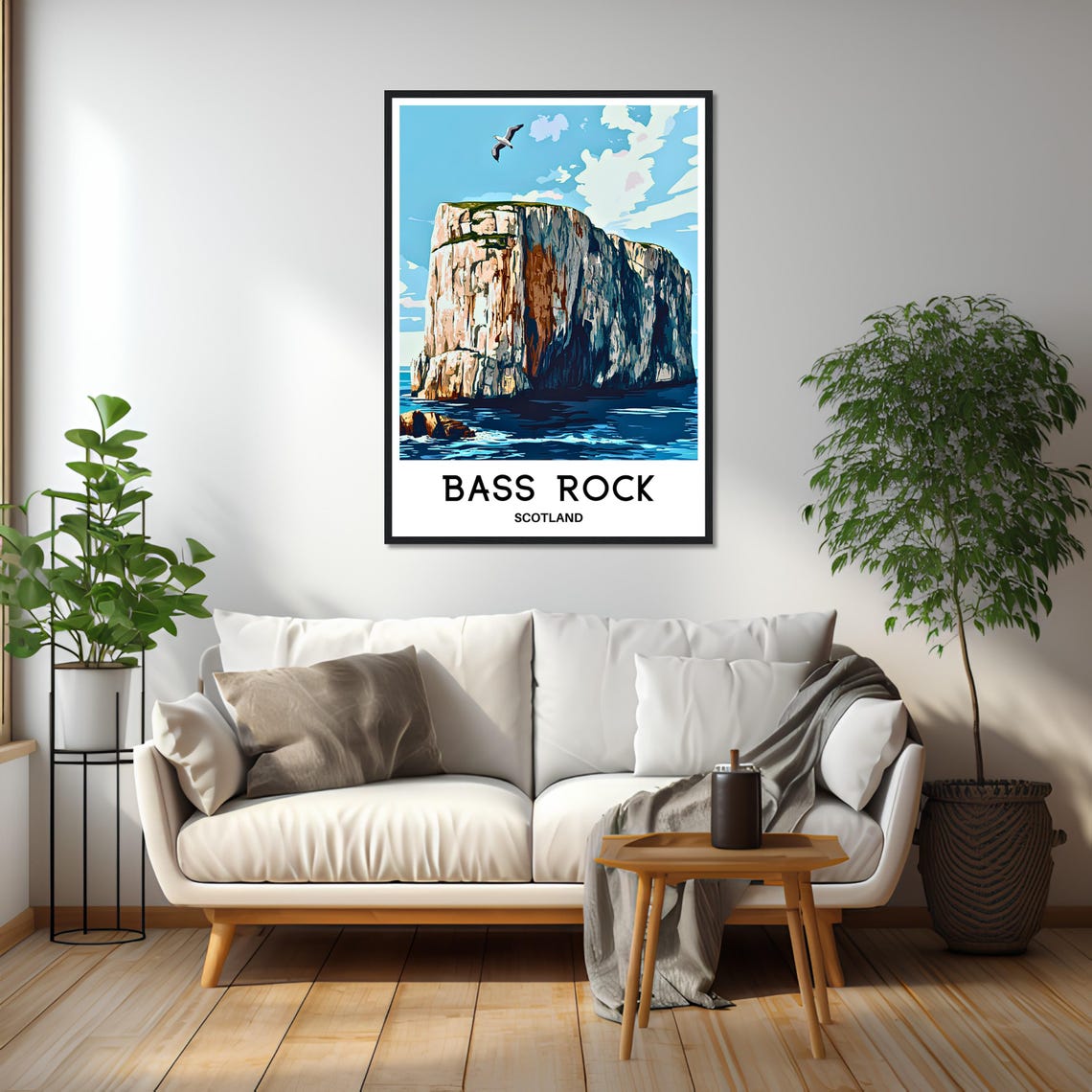 Bass Rock Travel Print Bass Rock Poster Scottish Art Print Scotland Lover Gift Wall Hanging Bass Rock Island Illustration Home Office Decor - Image 2