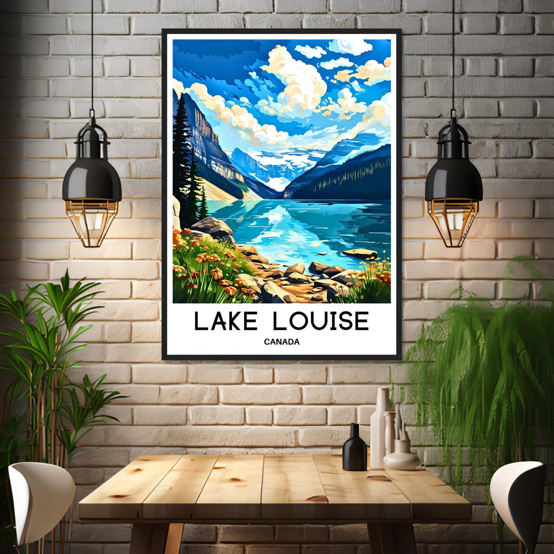 Lake Louise Canada Wildflower Shore Turquoise Water Peaks Poster - Image 3