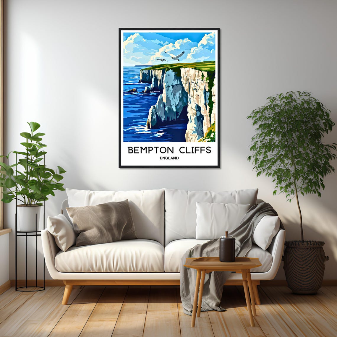 Bempton Cliffs England White Chalk Cliffs Seabirds Travel Poster - Image 2