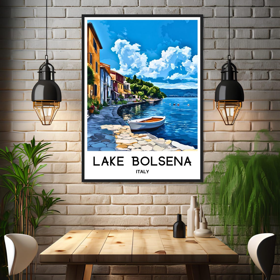 Lake Bolsena Travel Print Lake Bolsena Poster Italian Art Print Italy Lover Gift Italy Wall Hanging Art Home Decor Lake Bolsena Illustration - Image 3