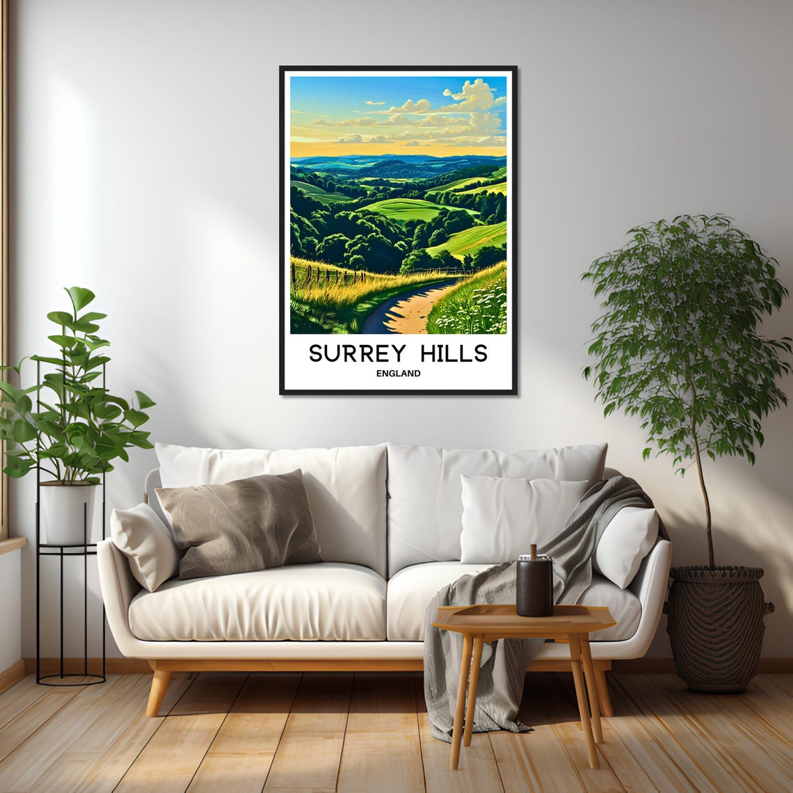 Surrey Hills England Green Valley Path Sunrise Travel Poster - Image 2