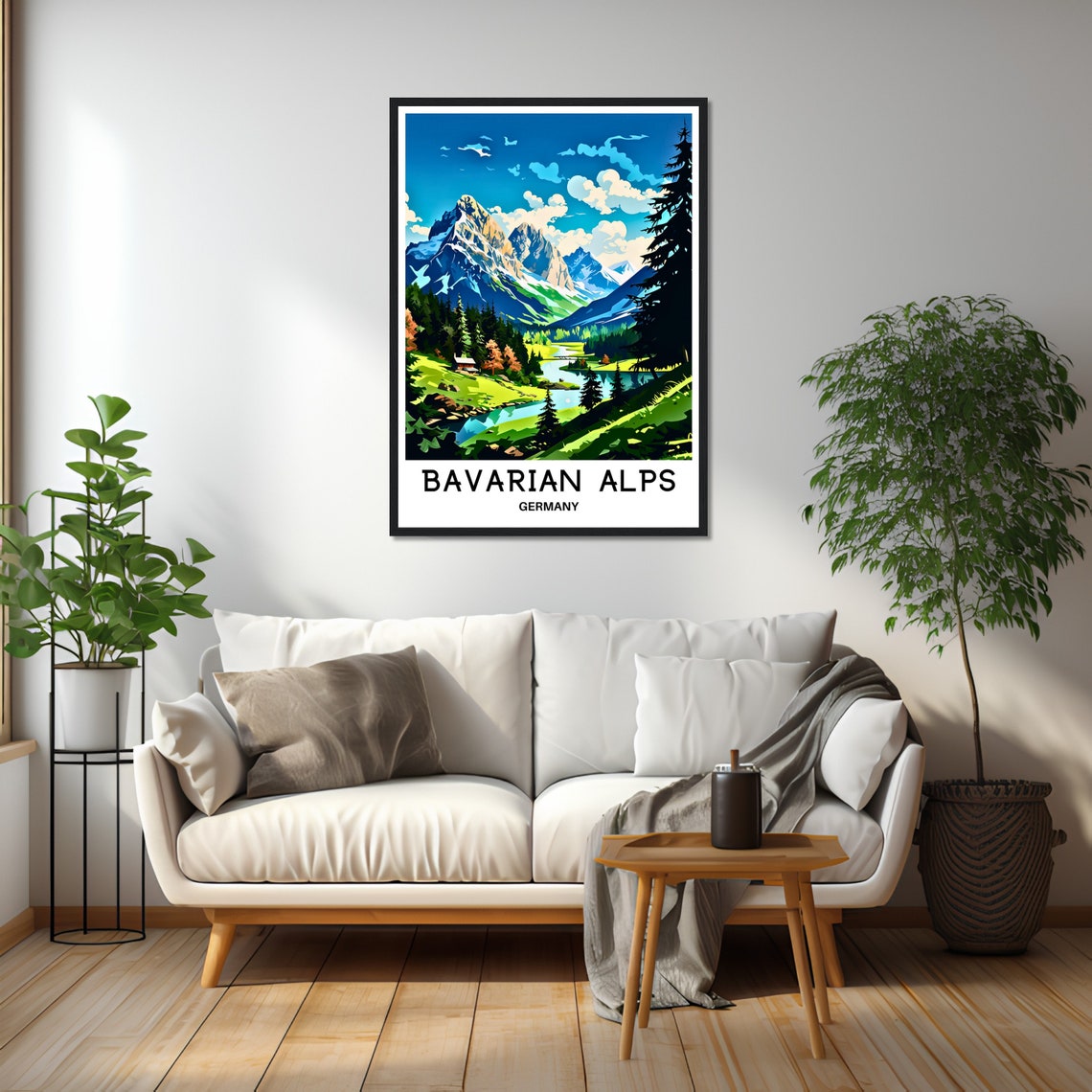 Bavarian Alps Germany Mirror Mountain Lake Peaks Travel Poster - Image 2