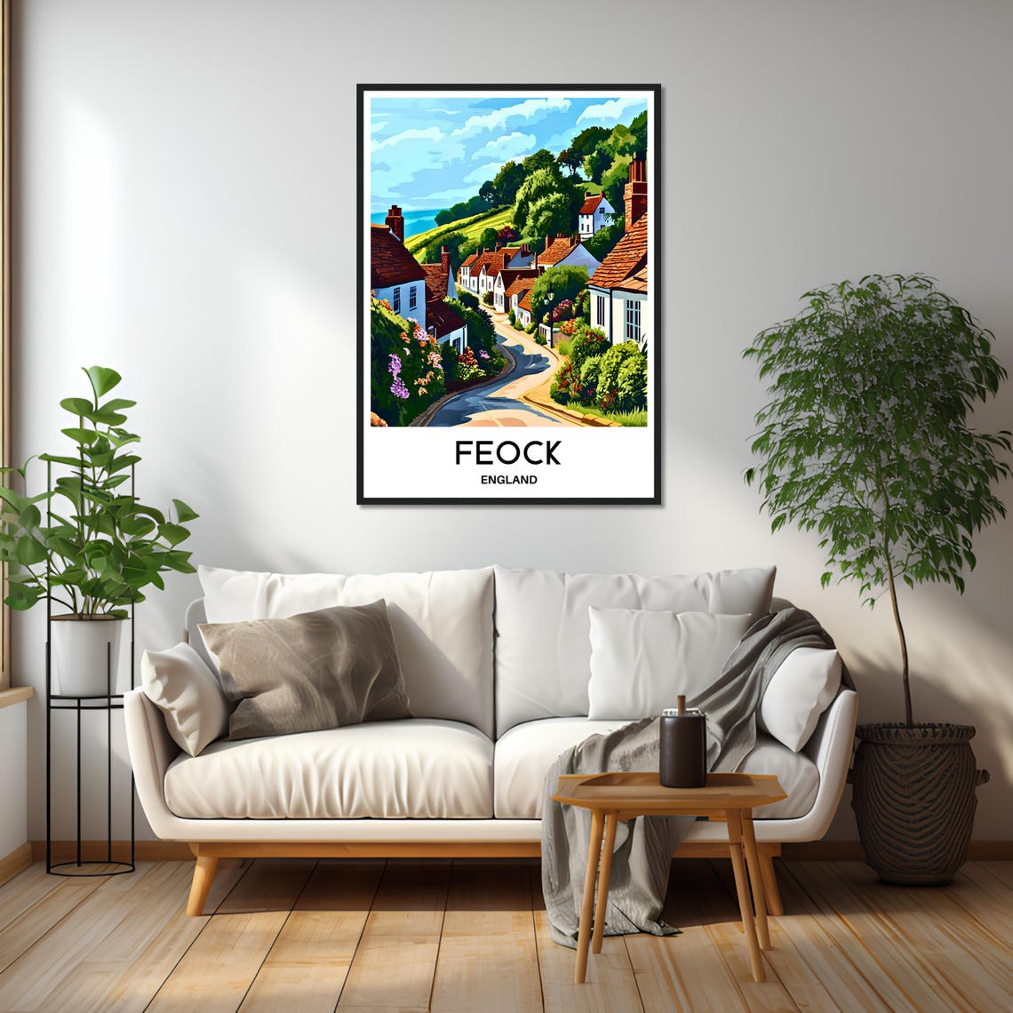 Feock Cornwall Coastal Village Flower Lane England Travel Poster - Image 2