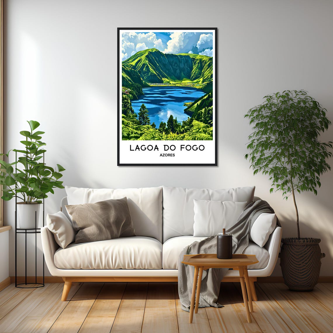 Lagoa Do Fogo Travel Print Azores Poster Portuguese Art Print Azores Lover Gift Wall Hanging Art Lagoa Do Fogo Illustration Home Decor - Image 2