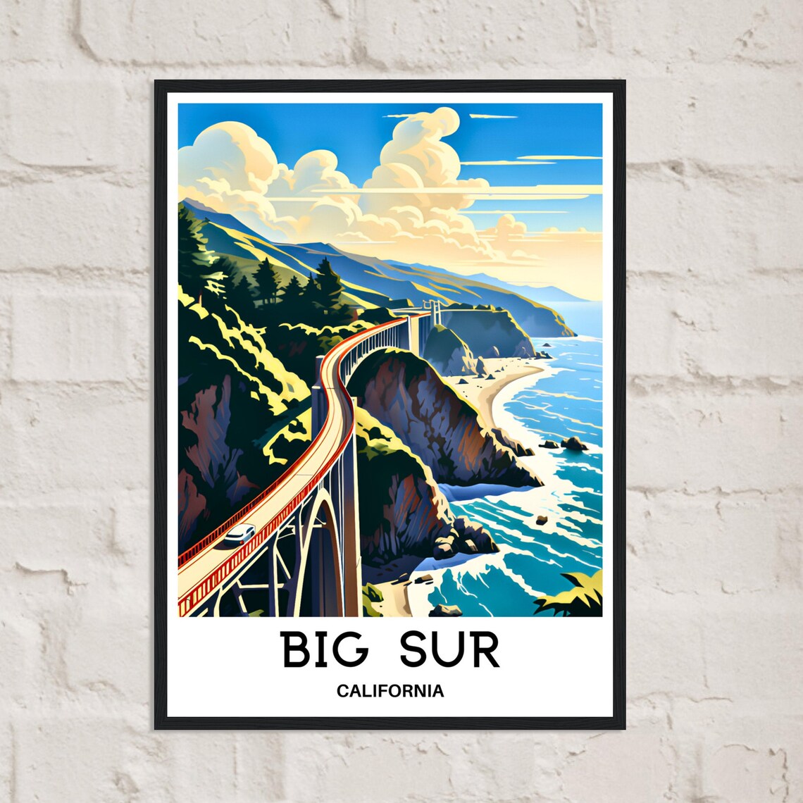 Big Sur California Coastal Highway Bridge Aerial View Poster - Image 3