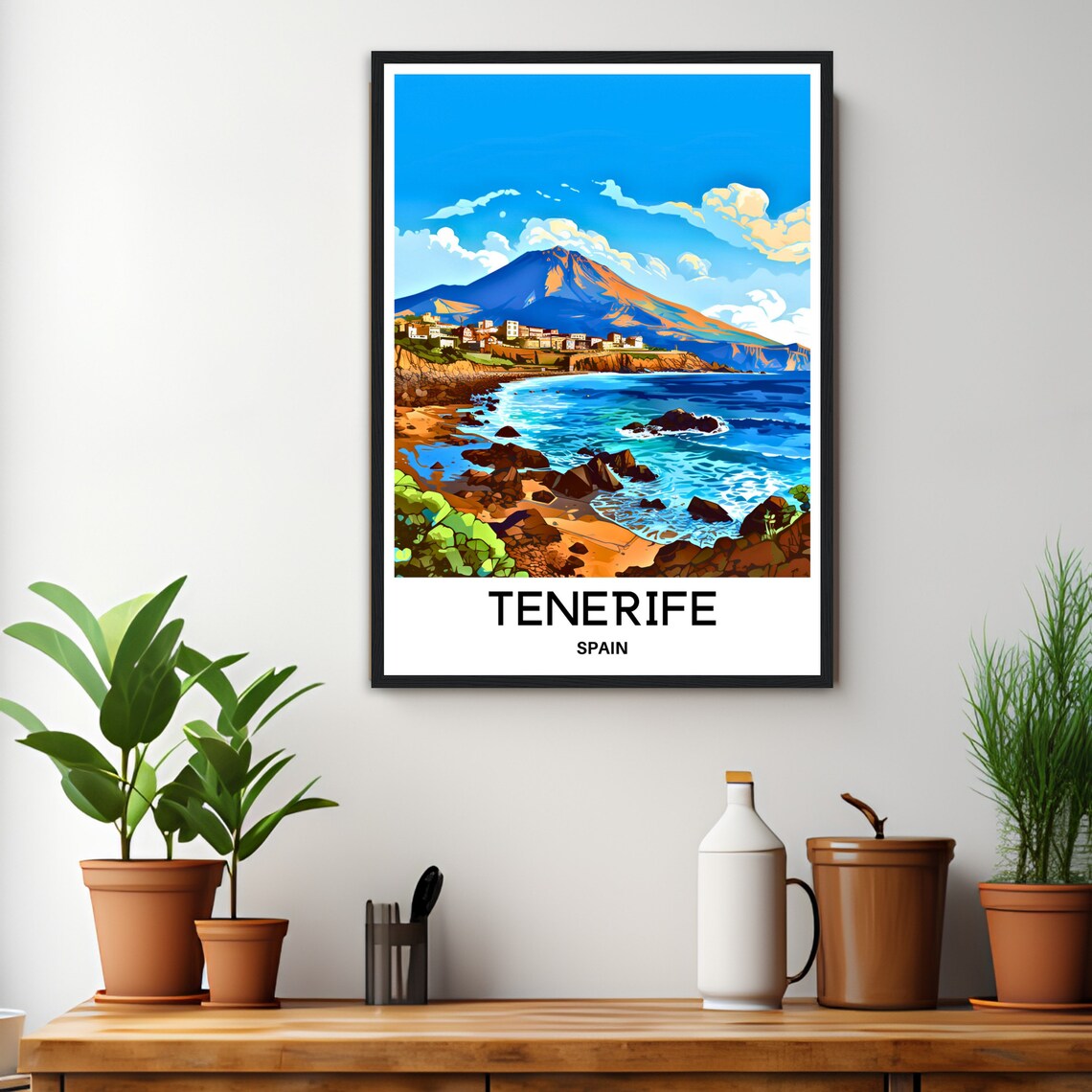 Tenerife Spain Rocky Shore With Mount Teide View Travel Poster - Image 3