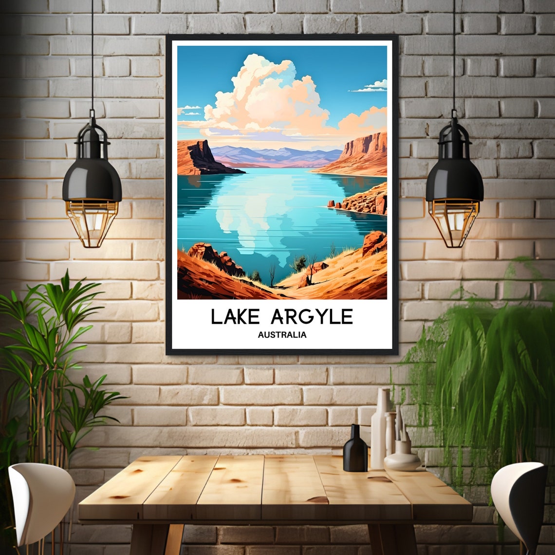 Lake Argyle Australia Outback Red Cliffs Blue Reservoir Travel Poster - Image 3
