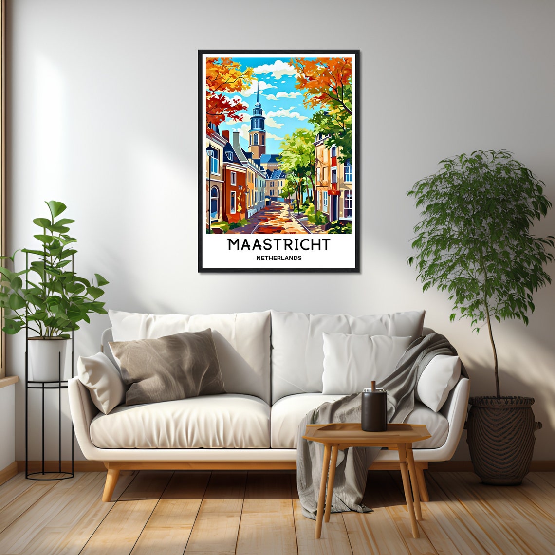 Maastricht Netherlands Autumn Old Town Cobbled Street Poster - Image 2