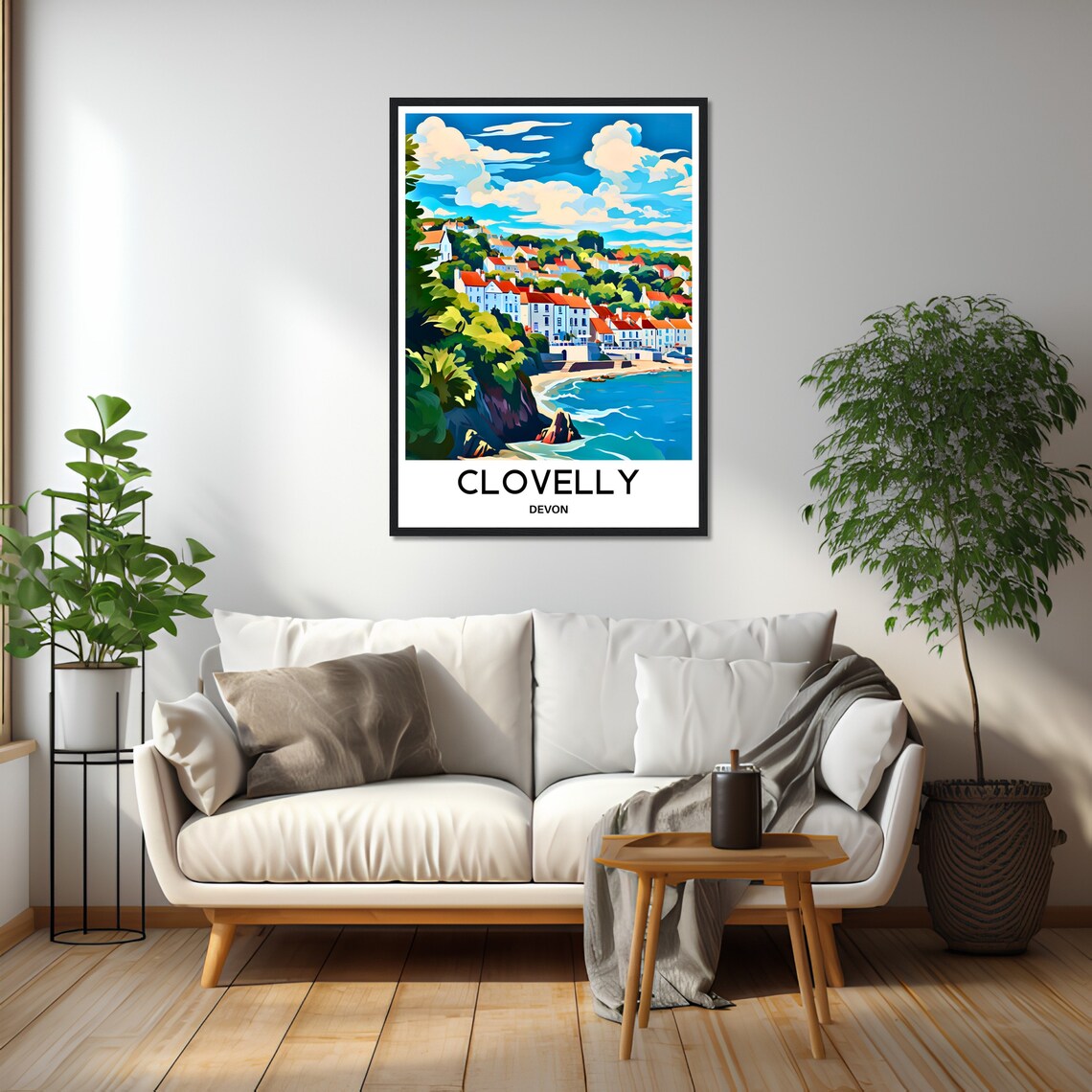 Clovelly Devon England Fishing Village Harbor Colorful Travel Poster - Image 2
