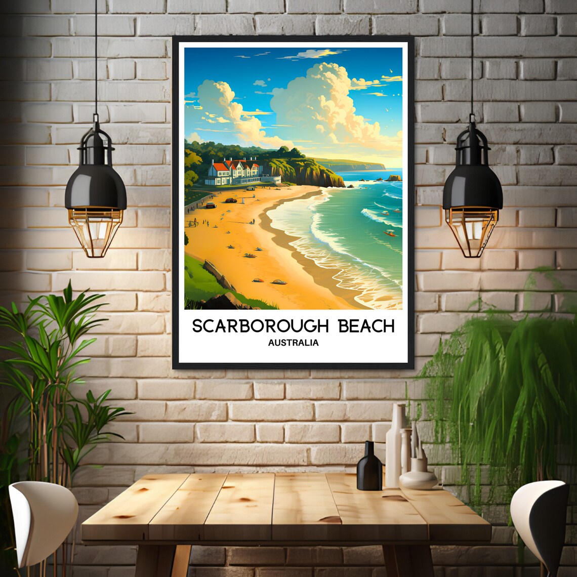 Scarborough Beach Australia Golden Surf Beach Coast Travel Poster - Image 3