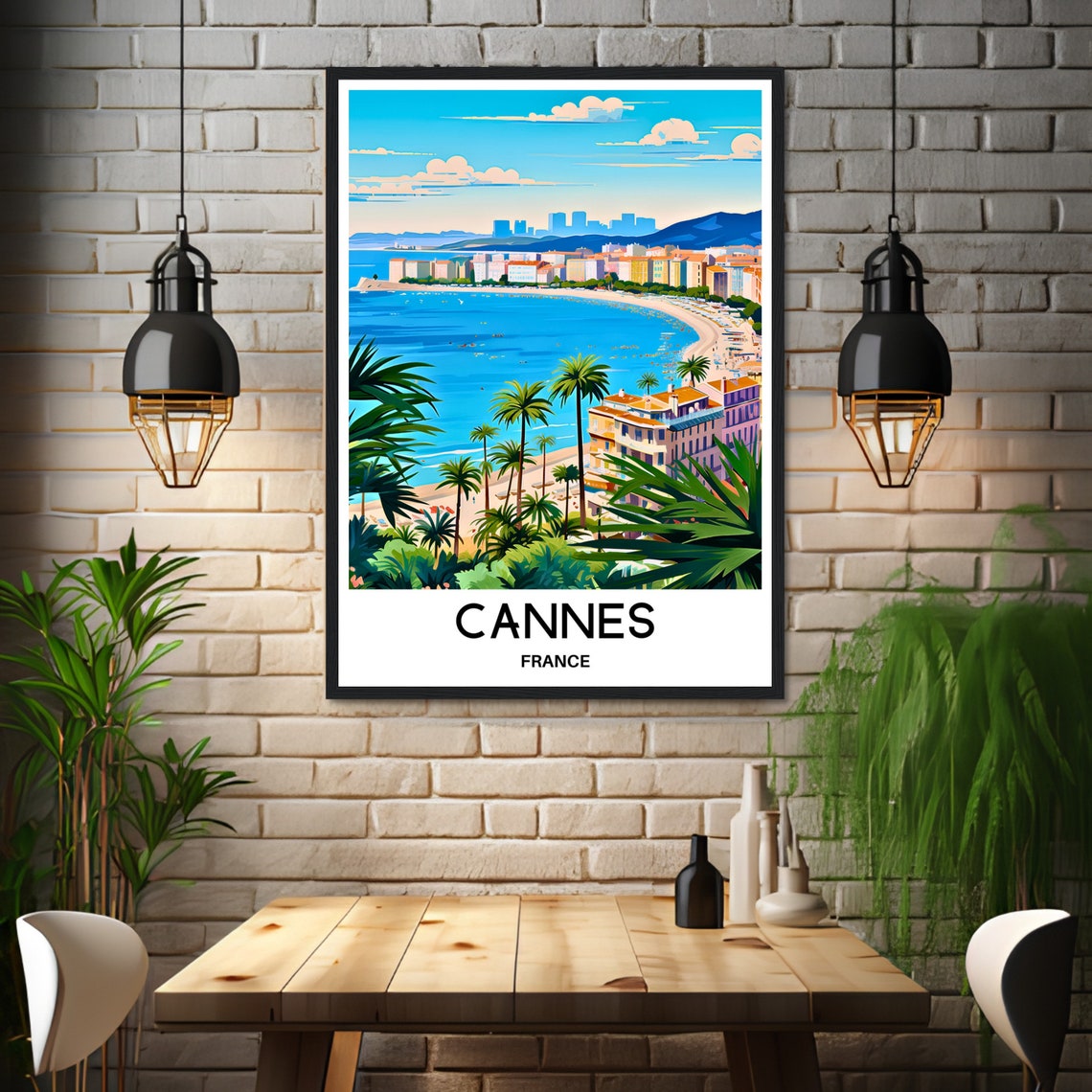 Cannes Travel Print Cannes Poster French Art Print France Lover Gift Wall Hanging Art Home Office Desk Decor Cannes City Illustration - Image 3