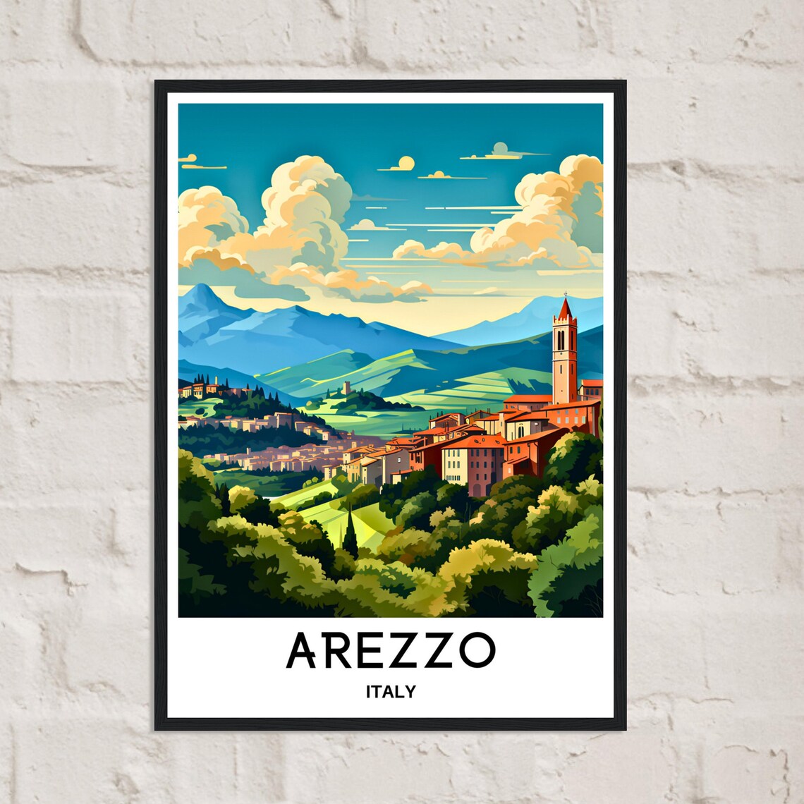 Arezzo Travel Poster, Italian City Illustration - Image 3