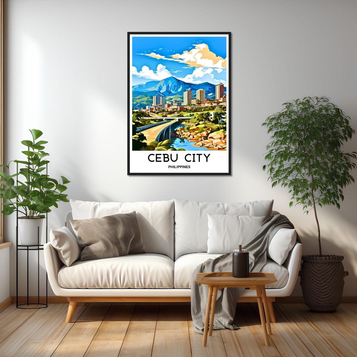 Cebu City Skyline with Mountains and River Panorama Philippines Poster - Image 2