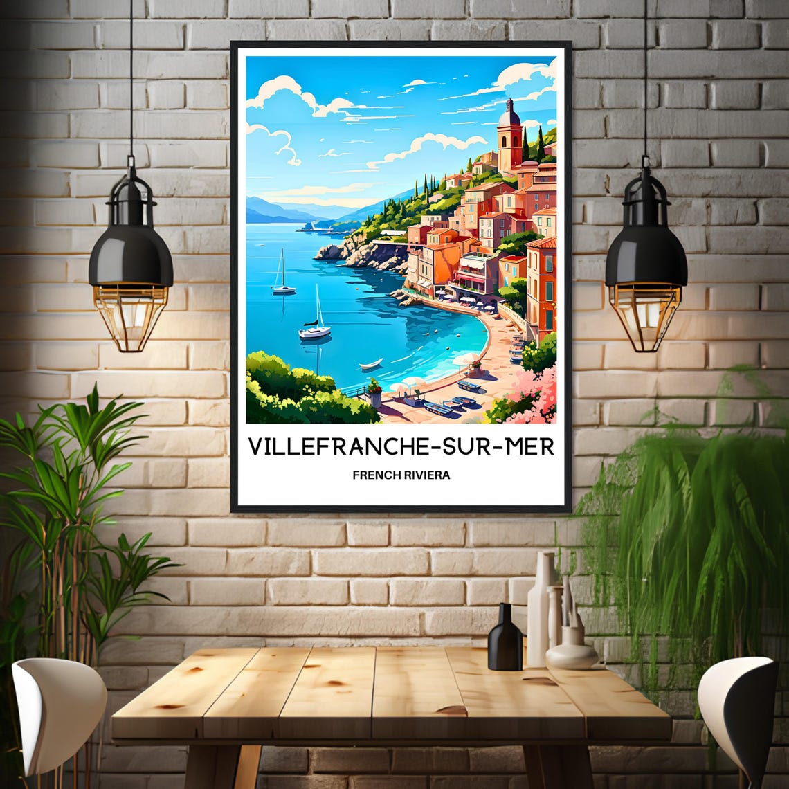 Villefranche Sur Mer Travel Print Poster French Art Print France Lover Gift Wall Hanging Art Home Decor Villefranche Sur Mer Illustration - Image 3