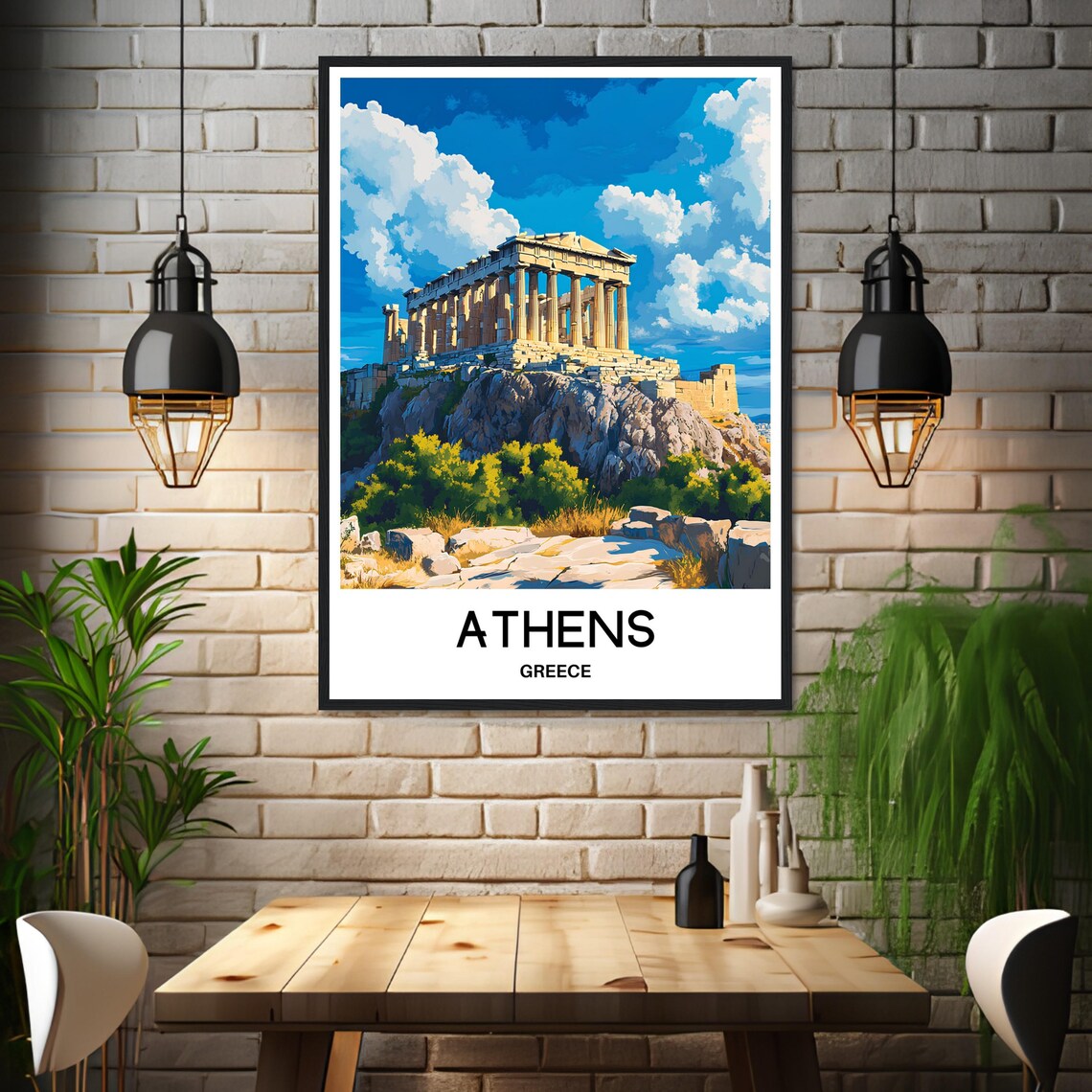Athens Greece Parthenon Acropolis Ancient Landmark Travel Poster - Image 3