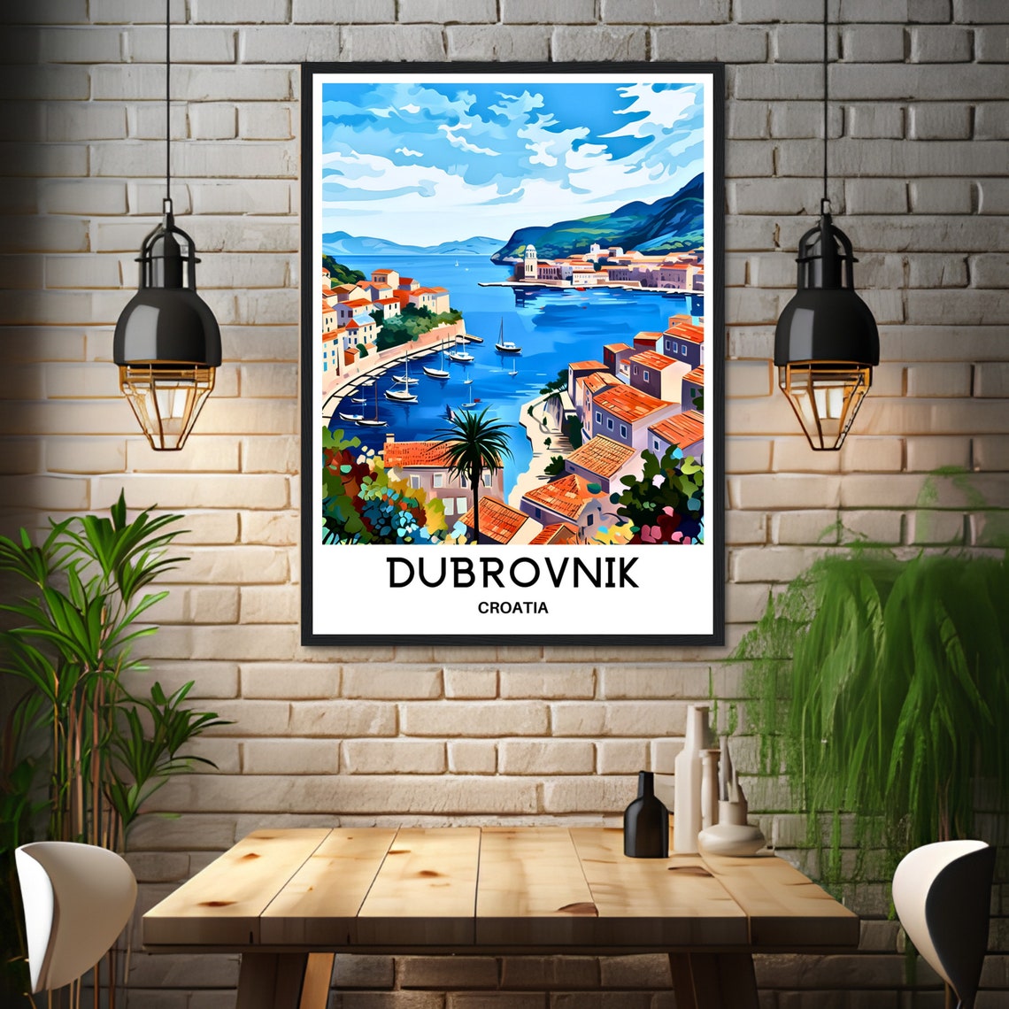 Dubrovnik Croatia Walled Old Town Harbor on the Adriatic Poster - Image 3