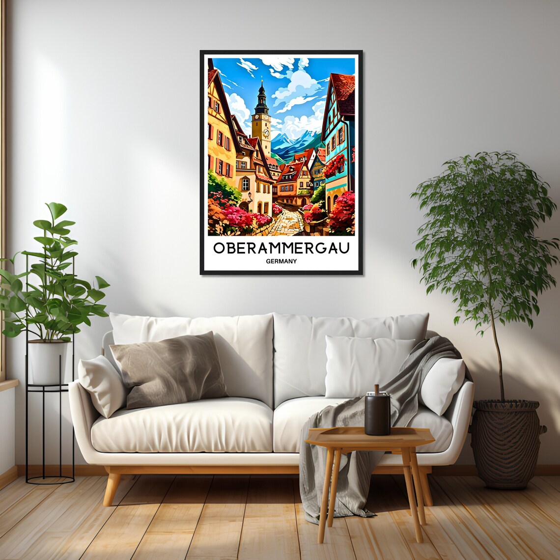 Oberammergau Germany Vintage Travel Alpine Village Scene Poster - Image 2