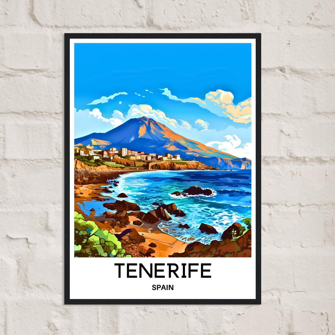 Tenerife Spain Rocky Shore With Mount Teide View Travel Poster - Image 2