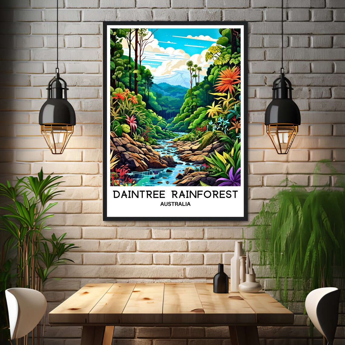 Daintree Rainforest Australia Creek and Ferns Jungle Travel Poster - Image 3