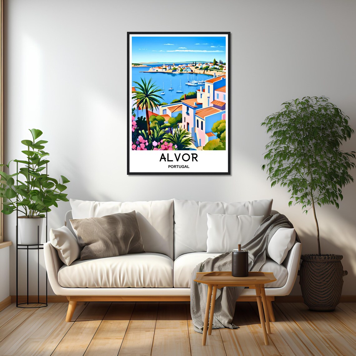 Alvor Portugal Algarve Harbor Town Sailing Boats Palm Poster - Image 2