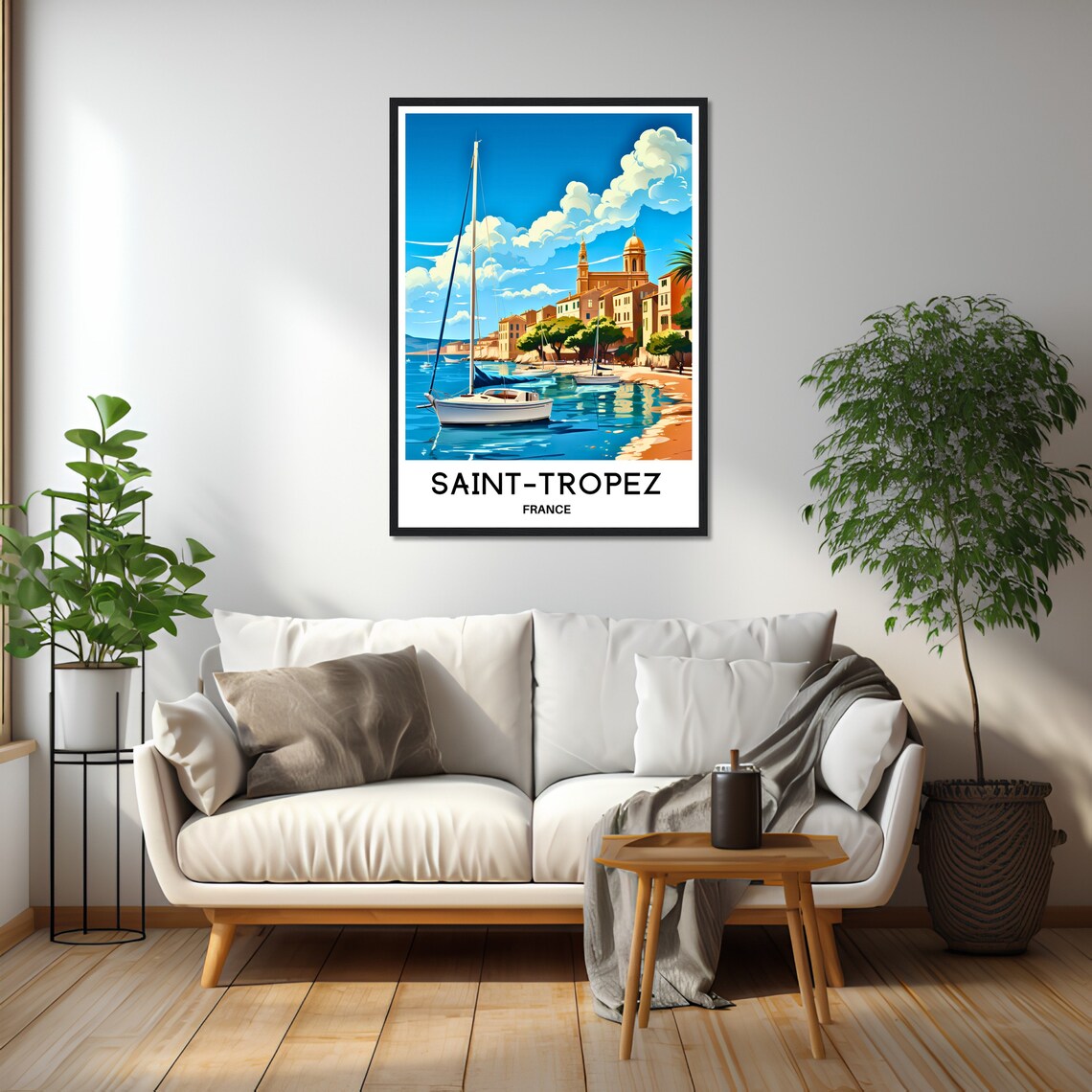 Saint-Tropez Harbor Sailboats French Riviera Coastline France Poster - Image 2