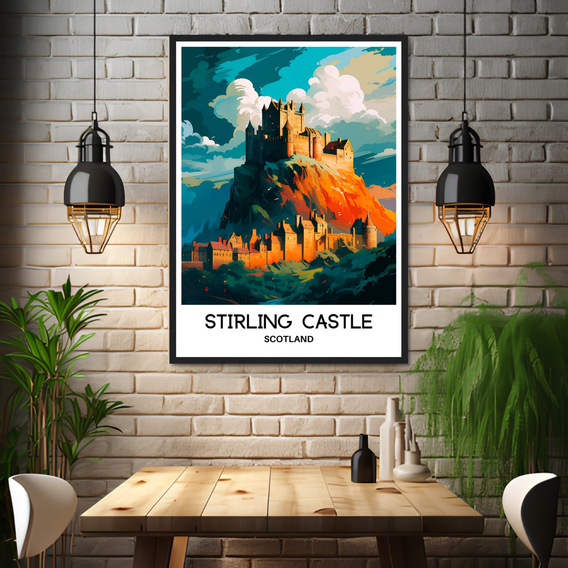 Stirling Castle Scotland Fortress on Crag Dramatic Travel Poster - Image 3