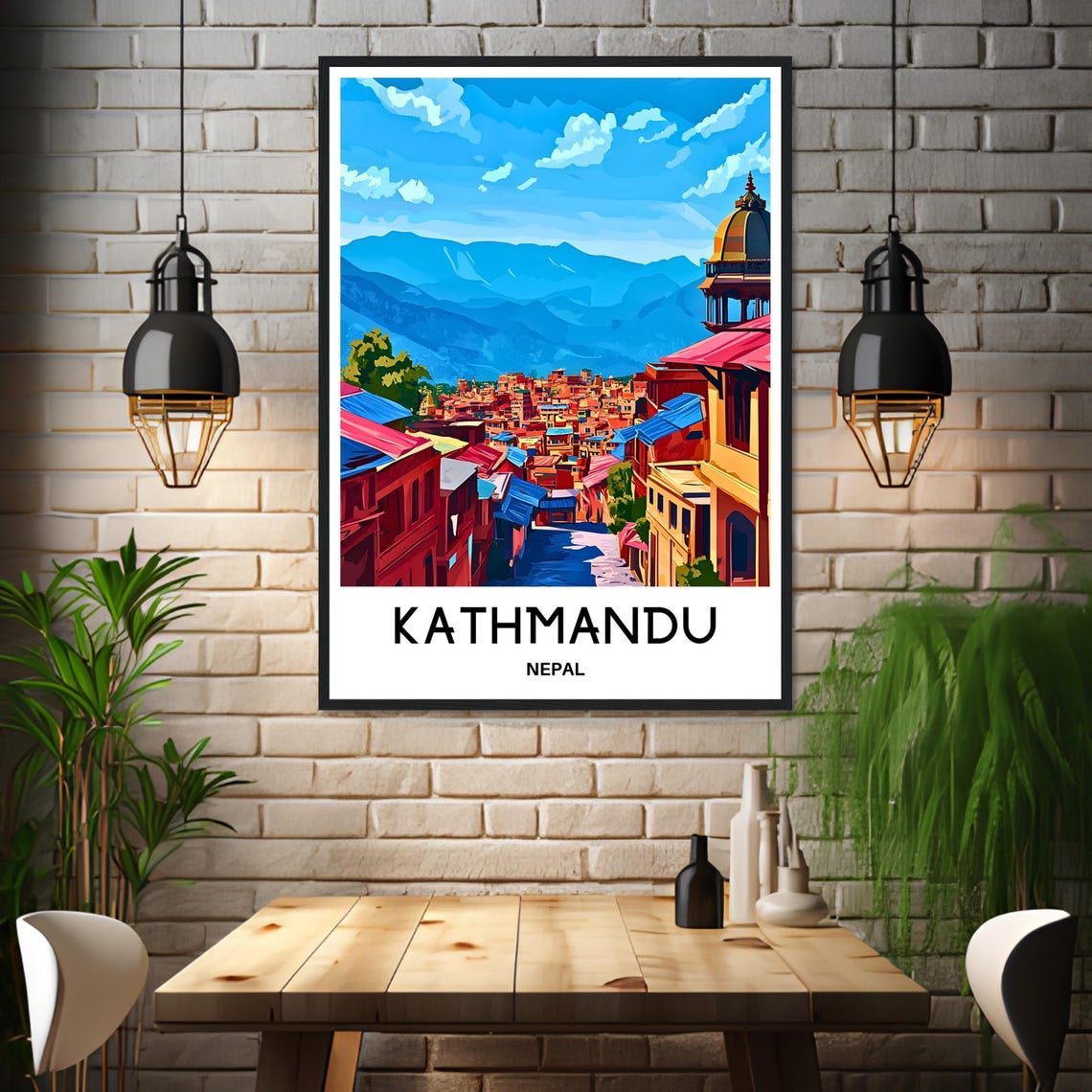 Kathmandu Nepal Cityscape With Himalaya Mountain View Poster - Image 3
