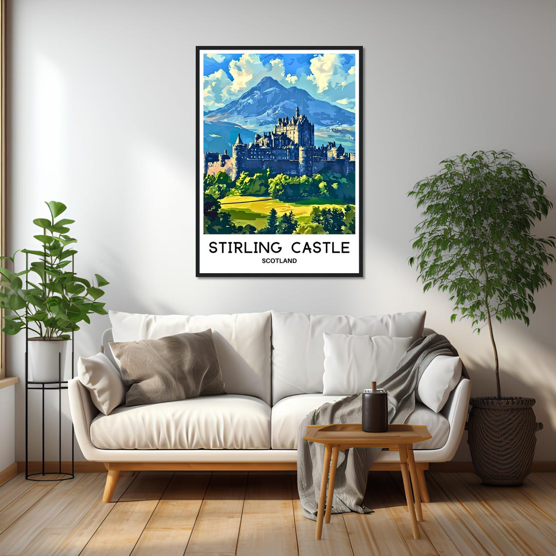 Stirling Castle Scotland Poster with Mountain Backdrop and Lawns - Image 2