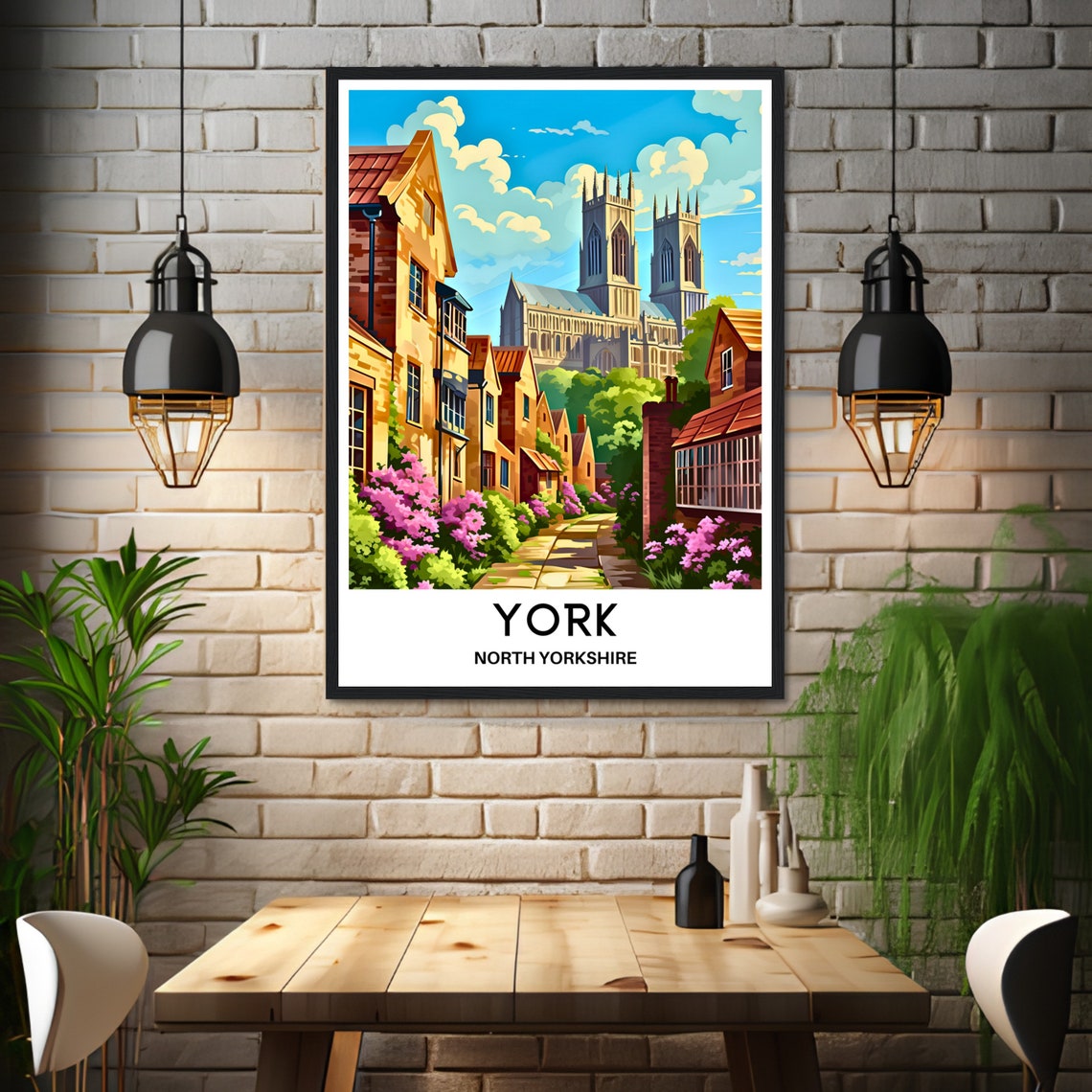 York England Minster Cathedral Spring Blossoms Travel Poster - Image 3