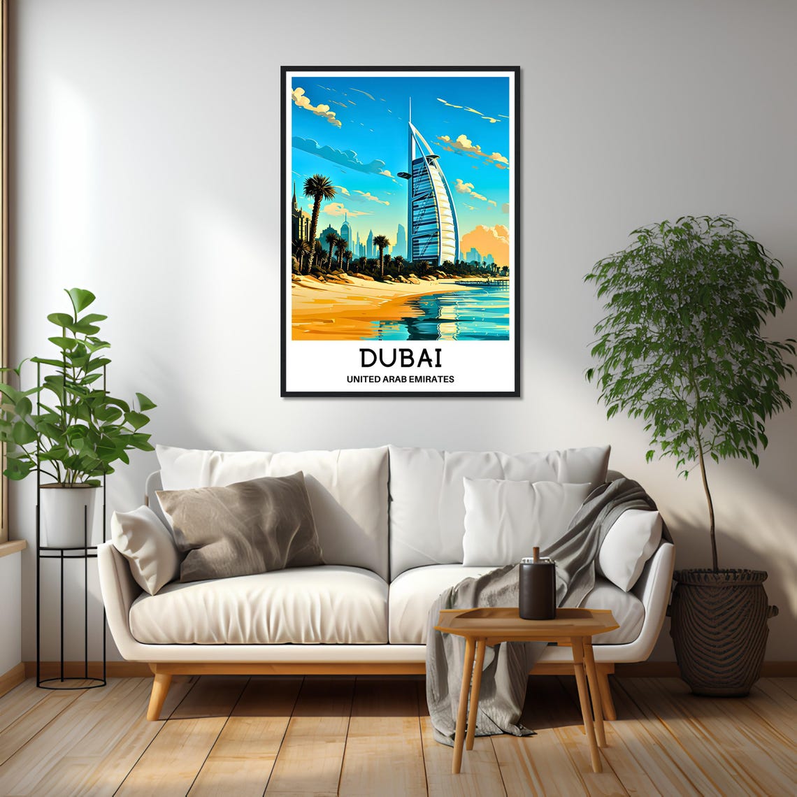 Dubai UAE Burj Al Arab Hotel Beach Palm Coastline Travel Poster - Image 3