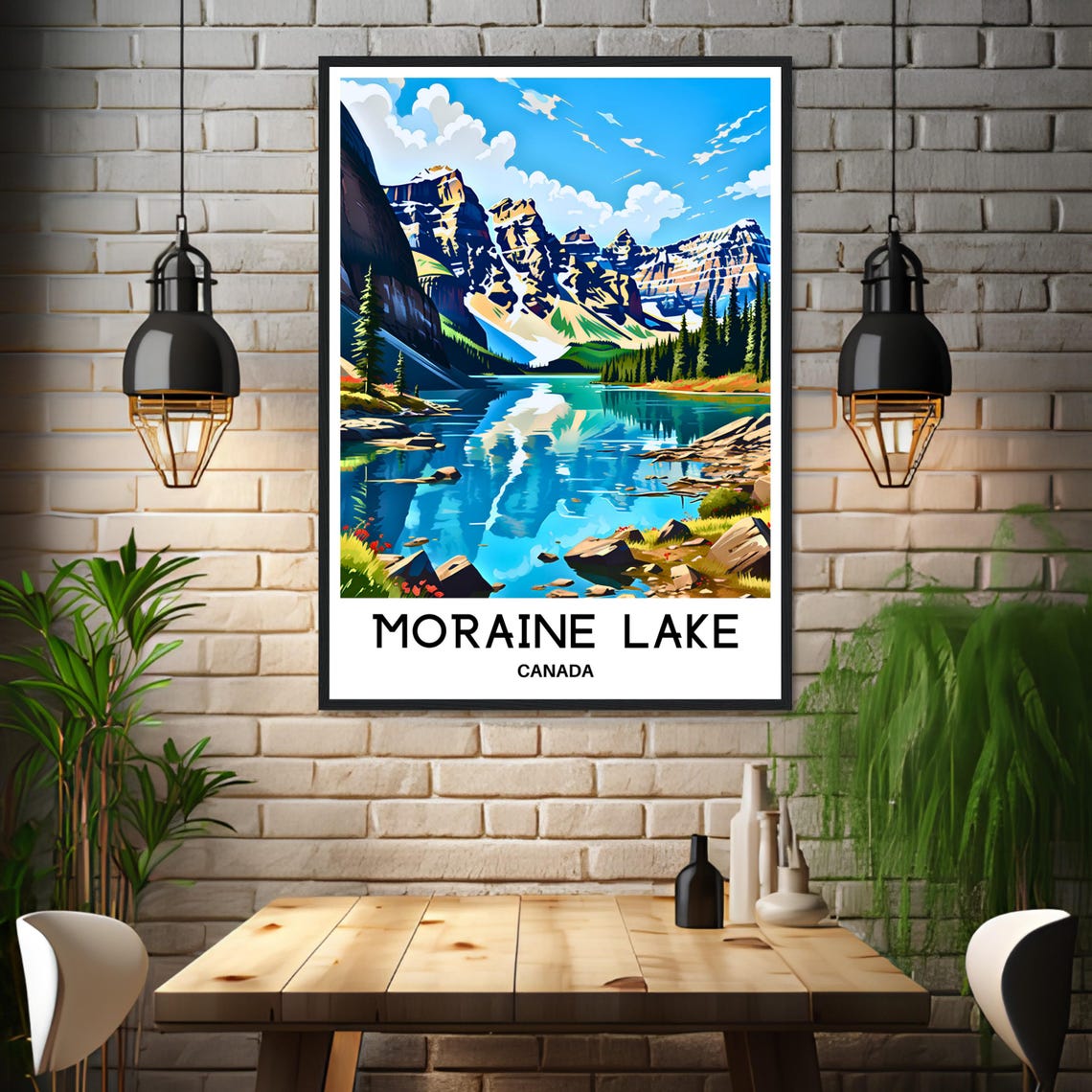 Moraine Lake Canada Turquoise Alpine Reflection Travel Poster - Image 3