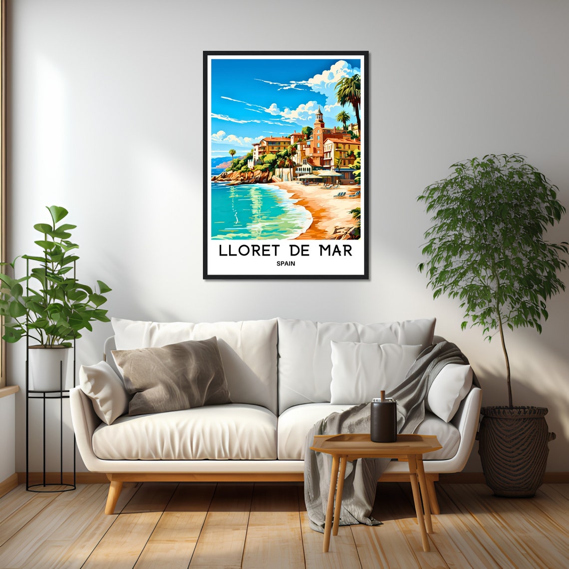 Lloret de Mar Spain Sunny Palm Fringed Beach Town Travel Poster - Image 2