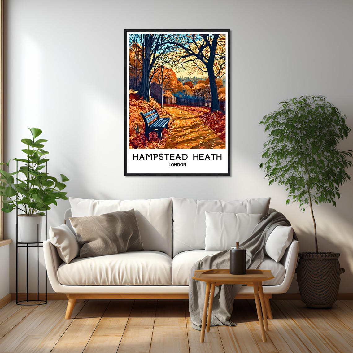 Hampstead Heath London Autumn Park Travel Illustration Poster - Image 2