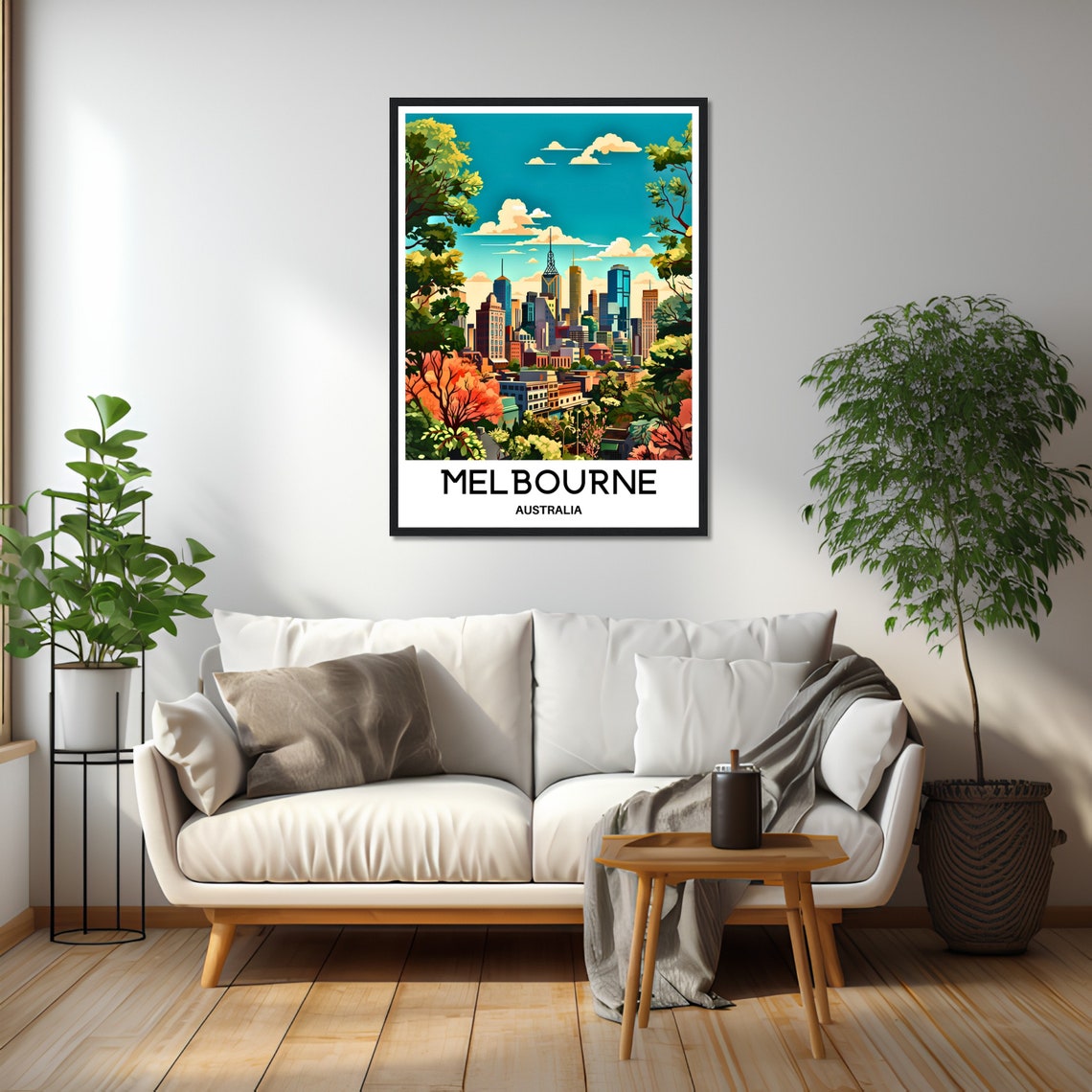 Melbourne Australia Skyline From Lush Park Gardens Travel Poster - Image 2