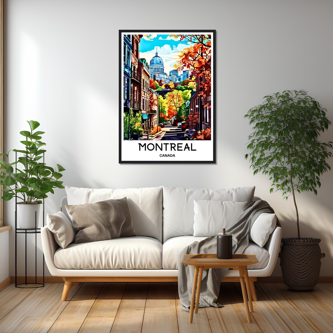 Montreal Old Street Autumn Colors Canada City Scene Retro Style Poster - Image 2
