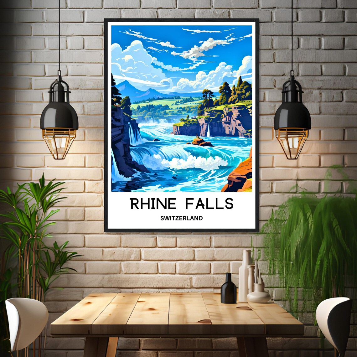 Rhine Falls Europe's Largest Waterfall Switzerland Travel Poster - Image 3