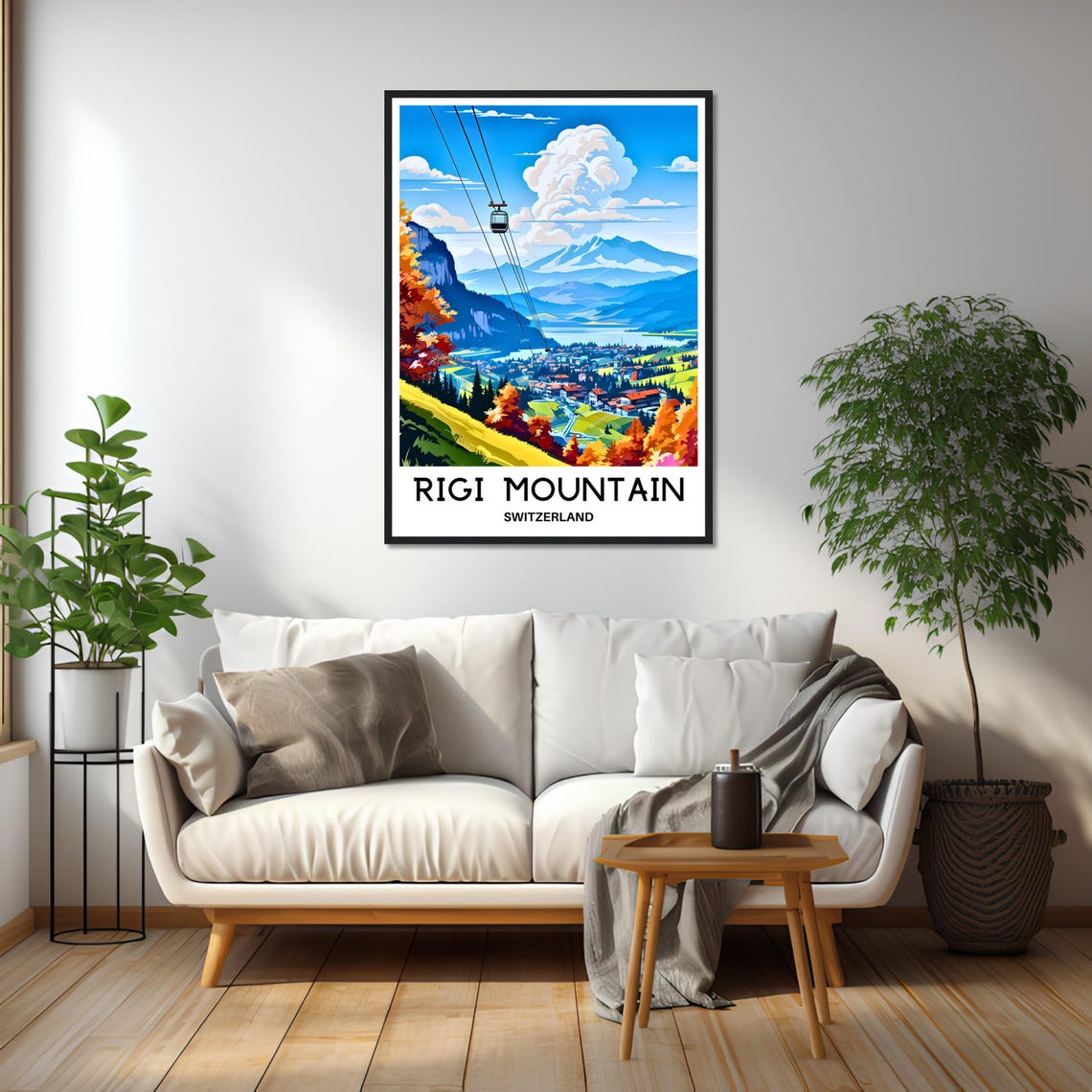 Rigi Mountain Switzerland Autumn Cable Car Valley Illustration Poster - Image 2