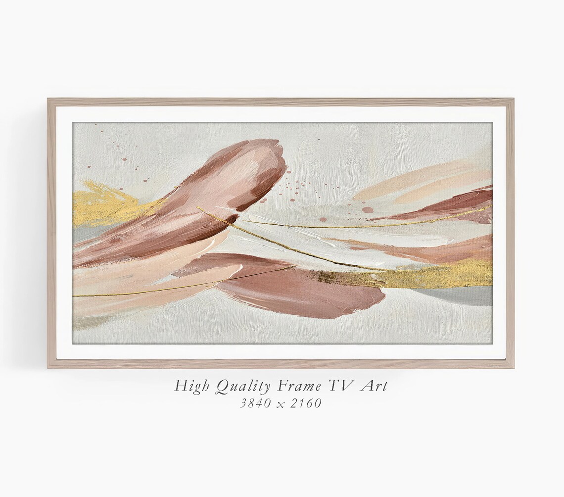 Frame Tv Art Abstract Brushstroke Textures Earth Tones Modern Minimalist Golden Acrylic Paint - Image 3
