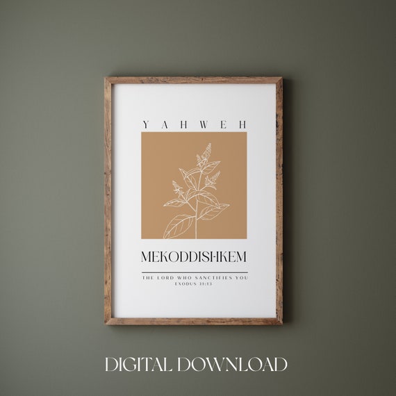 Yahweh Mekoddishkem The Lord Who Sanctifies Hebrew Name Of God Boho Wildflower Christian Wall Art Bible Verse Wall Art
