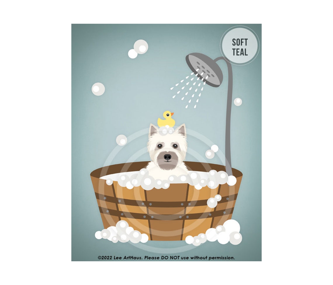 West Highland White Terrier Wooden Barrel Bubble Bath Shower Poster - Image 4