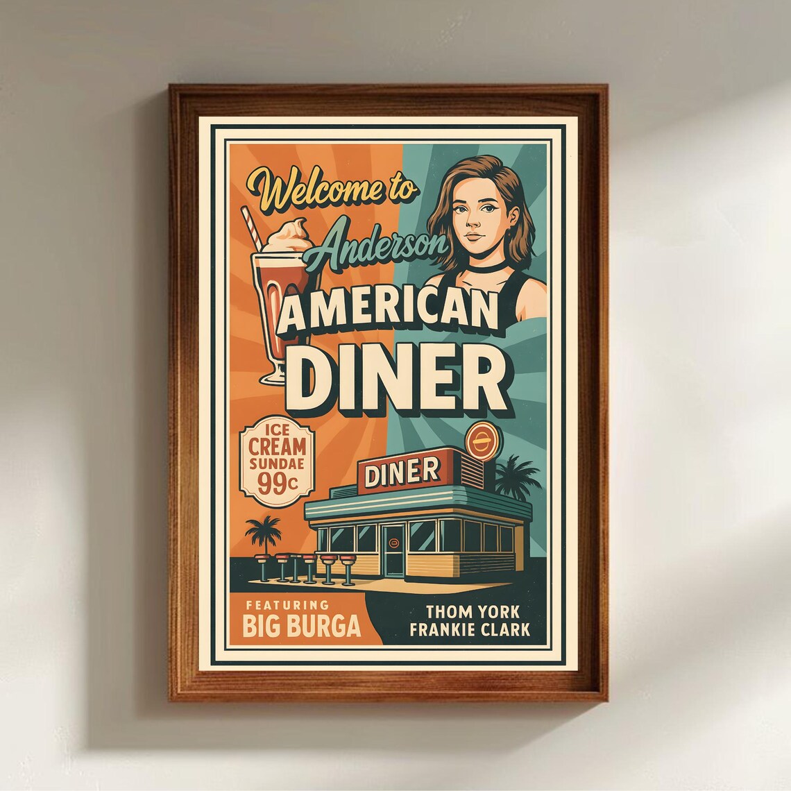 Welcome to Anderson Retro American Diner Vintage Kitchen Art Poster
