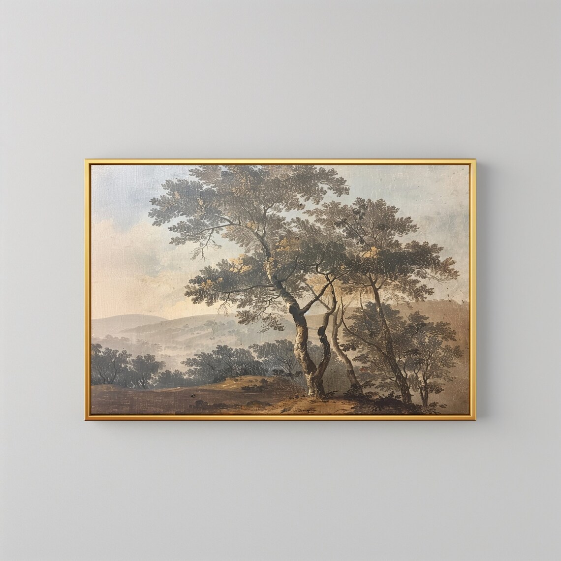 Vintage Tree Painting Landscape Antique Wall Art Tree Print Art Vintage Art Country Landscape Painting Farmhouse Wall Art - Image 2