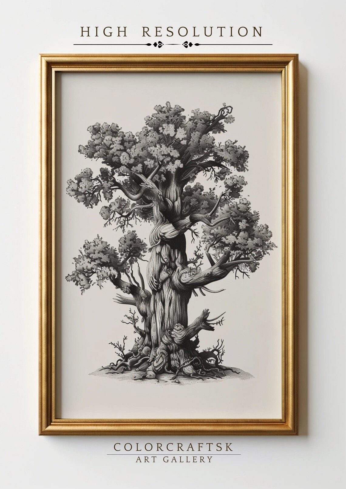 Vintage Ancient Tree Drawing, Rustic Sketch Print - Image 2