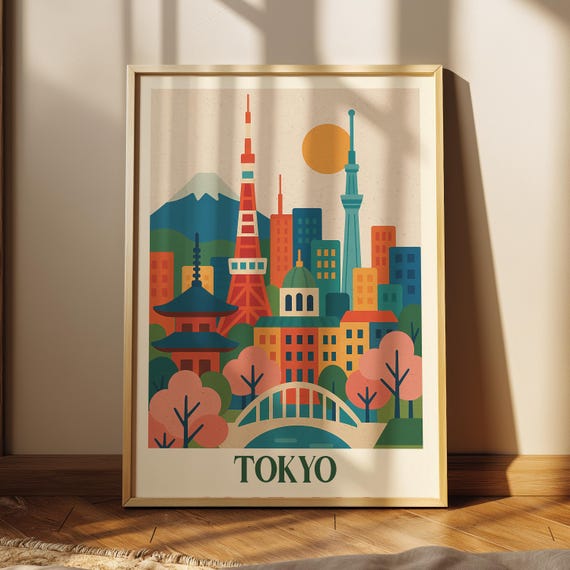 Tokyo Wall Art Print Modern Travel City Poster Minimal Home Decor Digital Download