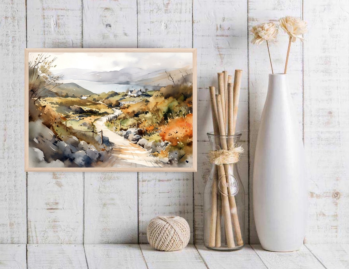 Irish Road Painting Ring Of Kerry Watercolor Print Ireland Landscape Wall Art Irish Countryside Watercolor Art Print Home Decor Gift - Image 2